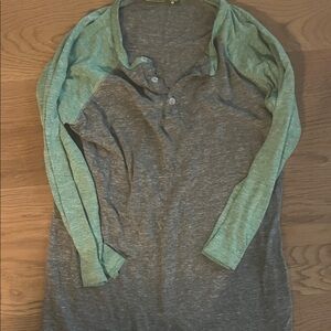 Alternative Apparel Gray Body with Mint Green Raglan Long Sleeve Henley